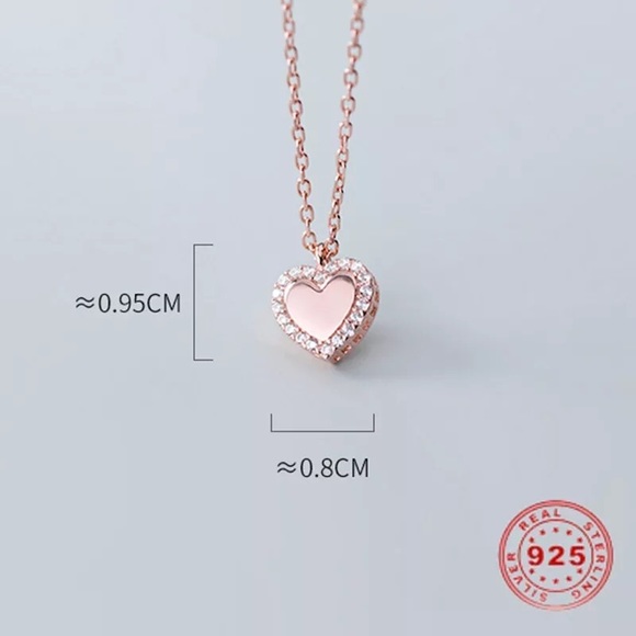 Heart necklace rose gold mini pendant charm rhinestone chain womens jewelry - Picture 4 of 4